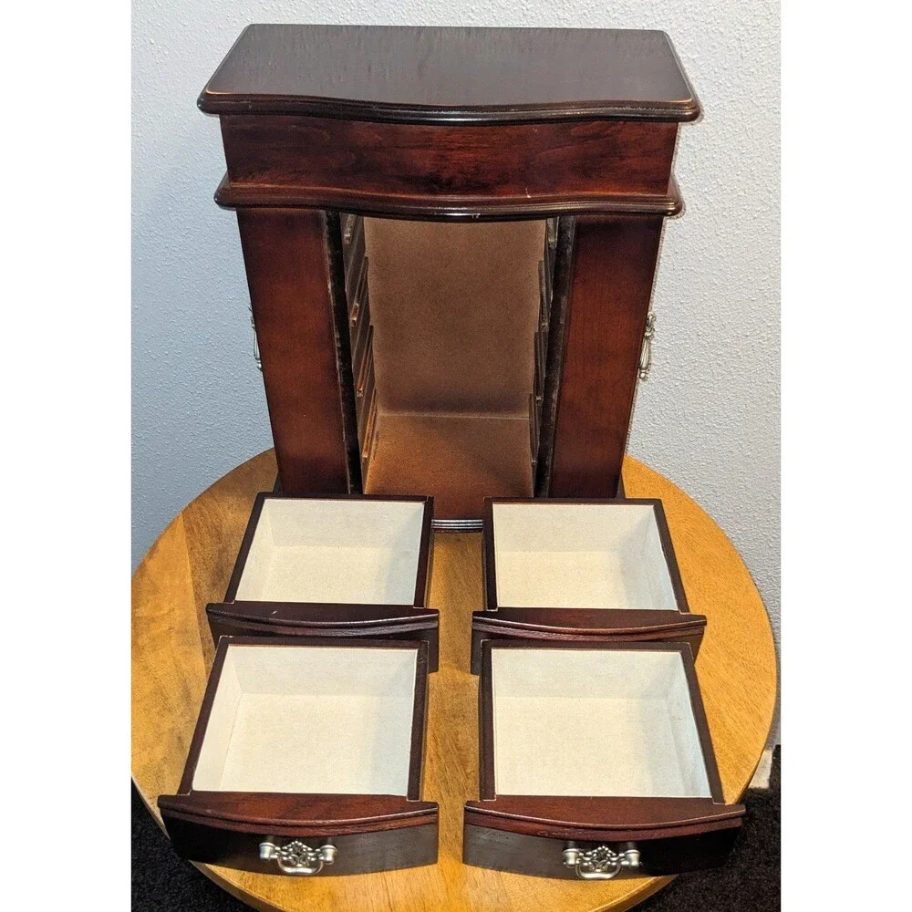 Croft & Barrow Jewelry Organizer Armoire 7 Compartments Necklace Closet Mirror